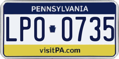PA license plate LPO0735