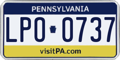 PA license plate LPO0737