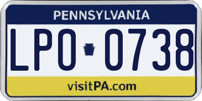 PA license plate LPO0738