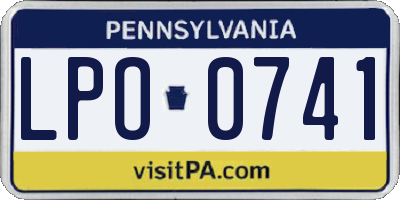 PA license plate LPO0741