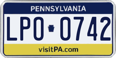 PA license plate LPO0742