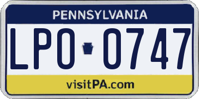 PA license plate LPO0747