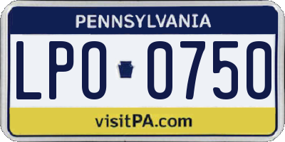 PA license plate LPO0750
