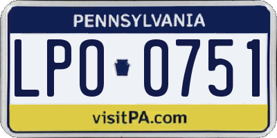 PA license plate LPO0751
