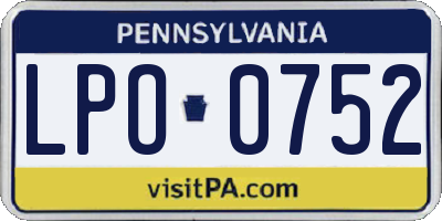 PA license plate LPO0752