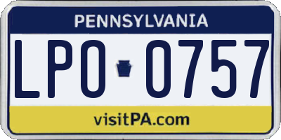 PA license plate LPO0757