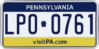PA license plate LPO0761