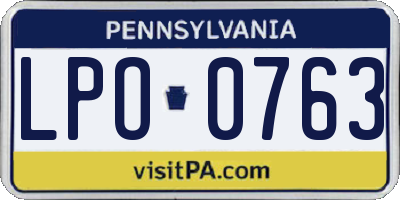 PA license plate LPO0763