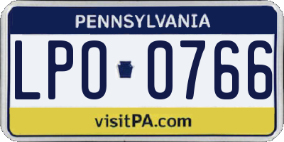 PA license plate LPO0766