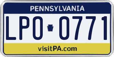 PA license plate LPO0771