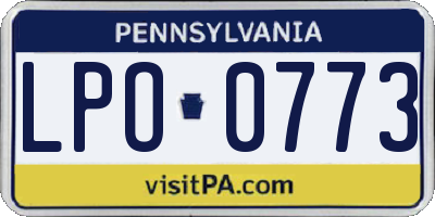 PA license plate LPO0773
