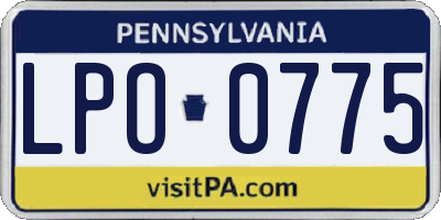 PA license plate LPO0775