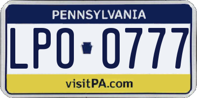 PA license plate LPO0777