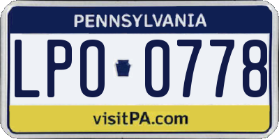 PA license plate LPO0778