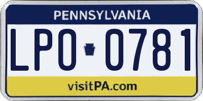 PA license plate LPO0781