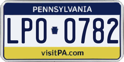 PA license plate LPO0782
