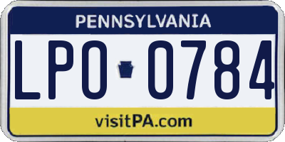 PA license plate LPO0784