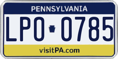PA license plate LPO0785