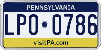 PA license plate LPO0786
