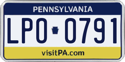 PA license plate LPO0791