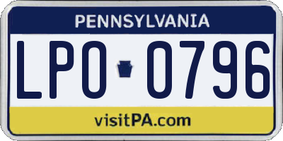 PA license plate LPO0796