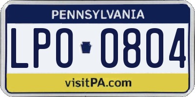 PA license plate LPO0804