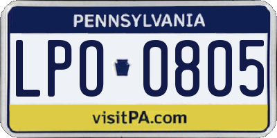 PA license plate LPO0805