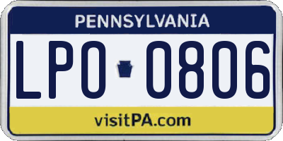 PA license plate LPO0806
