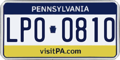PA license plate LPO0810