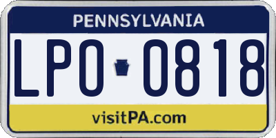 PA license plate LPO0818