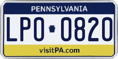 PA license plate LPO0820