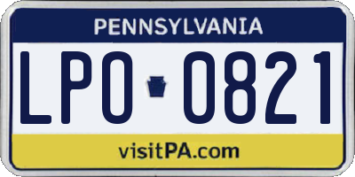 PA license plate LPO0821