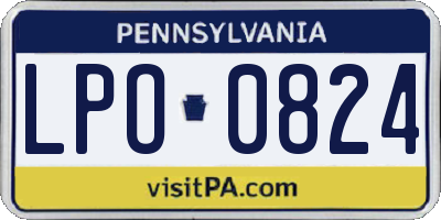 PA license plate LPO0824