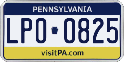 PA license plate LPO0825