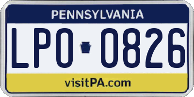 PA license plate LPO0826