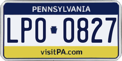 PA license plate LPO0827