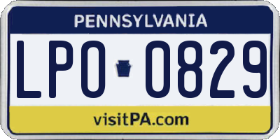 PA license plate LPO0829