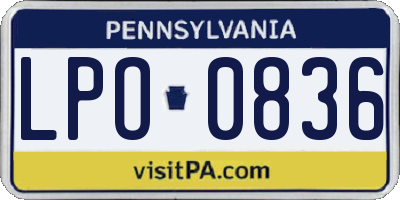 PA license plate LPO0836