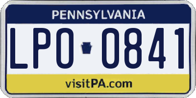 PA license plate LPO0841