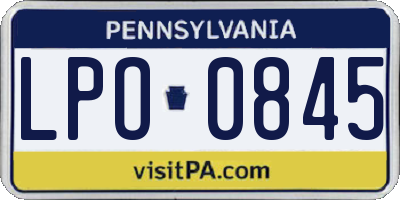 PA license plate LPO0845