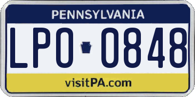 PA license plate LPO0848