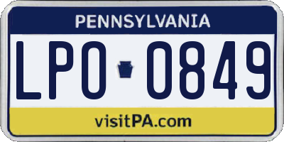 PA license plate LPO0849
