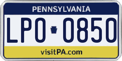 PA license plate LPO0850