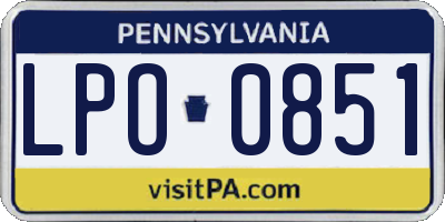 PA license plate LPO0851
