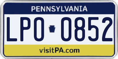 PA license plate LPO0852