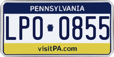 PA license plate LPO0855
