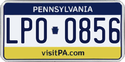 PA license plate LPO0856
