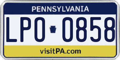 PA license plate LPO0858