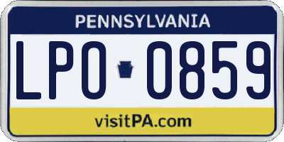 PA license plate LPO0859