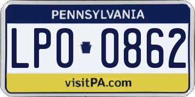 PA license plate LPO0862